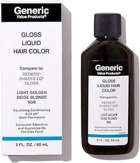 9GB Light Golden Beige Blonde DemiPermanent Gloss Liquid Hair Color, Adds Gloss for Healthy Looking Hair, Refreshes Color, Tones for a Beautiful Finish, 2 Fl Oz