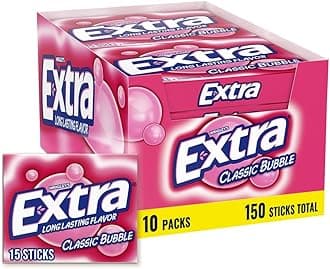 Extra Classic Bubble Sugarfree Gum (Pack of 10)