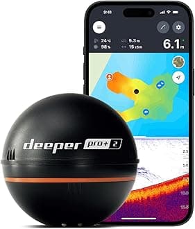 Deeper PRO+ 2.0 Wireless Smart Fish Finder, Wi-Fi Connectivity, Built-in GPS, Battery Operates Up to 9 Hours, Fast Charging, 3 Frequencies, Scan Depth 100m, Wireless Smart Sonar [Official Japanese