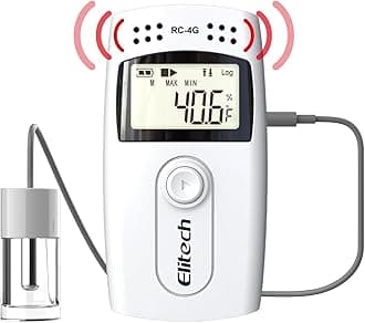 ElitechDigital Temperature Data Logger Recorder with Glycol Bottle Medical Refrigerator Monitor, RC-4G