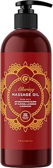 Relaxing Massage Oil for Massage Therapy - Aromatherapy Full Body Massage Oil with Alluring Lavender Ylang Ylang Orange and Geranium Essential Oils - Naturally Scented Vegan Non GMO & Gluten Free
