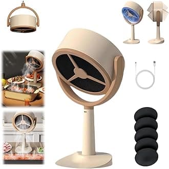 Portable Mini Air Purifier with 5 Replaceable Filters, Quiet Plug-In Smoke Fan for Smoking Indoors, Compact Desktop Air Purifier and Smoke Remover for Home, Office, Kitchen, Desk, and Travel