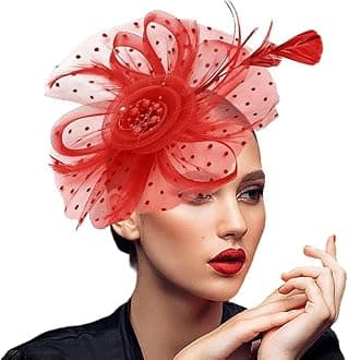 Fascinators Hats 20s 50s Pillbox Hat Cocktail Tea Party for Women Red