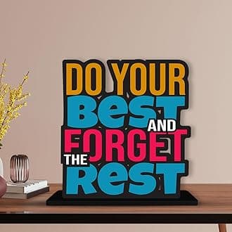 Artvibes Wooden Idols and Figurine Do Your Best and Forgot The Rest Motivational Quotes Table Decor for Office Desk Showpiece | Home Decoration Item | Living Room | Modern Gifting Items (Sp_1175N)