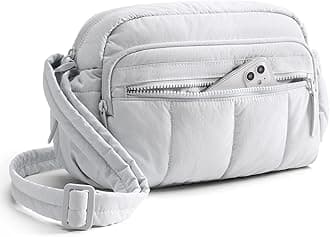 BAGSMART Anti Theft Crossbody Bags for Women Travel Purse, Medium Quilted Puffy cross body bag, Handbags Shoulder Purses, Light Gray-medium