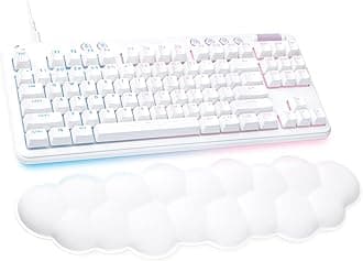 Logitech G713 Wired Gaming Keyboard with LIGHTSYNC RGB Lighting, Tactile Switches (GX Brown), and Keyboard Palm Rest, PC and Mac Compatible, White Mist