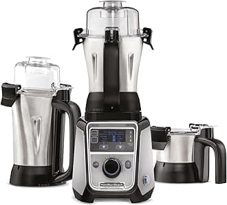 Hamilton Beach Professional Juicer Mixer Grinder, 1400W, 3 Stainless Steel Leakproof Jars & Tritan lids, 13 digital settings, Upto 18000 RPM, Triple Motor Overload Protection,2 yr warranty, 58770-SAU