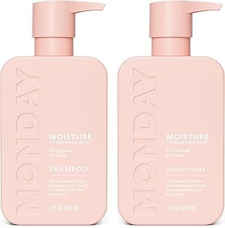 Moisture Shampoo + Conditioner Set (2 Pack) 12oz Each, Dry, Coarse, Stressed, Coily & Curly Hair, Made from Coconut Oil, Rice Protein, Shea Butter, & Vitamin E, 100% Recyclable Bottles