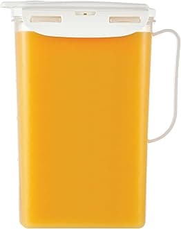 LocknLock Aqua Fridge Door Water Jug with Handle BPA Free Plastic Pitcher with Flip Top Lid Perfect for Making Teas and Juices, 2 Quarts, Ivory