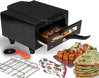 WellBerg Electric Tandoor Mini with Free Gift (Aluminium Tray, Shockproof Rubber Legs, Pizza Cutter, Magic Cloth, Glove and Recipe Book) -(1500W/BLACK)