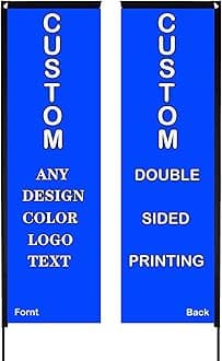 Custom Feather Flags, Personalized Double Sided Feather Flag Banner for Business Outside Advertising, Customized Your Own Logo Text Design (Rectangle Flag Only, 70x270cm/2.3x8.8FT)