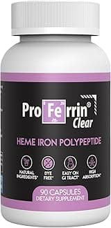 Proferrin Clear Heme Iron Supplement, 90 Capsules- Superior Absorption, Easy on The Gut, Natural, Made in The US