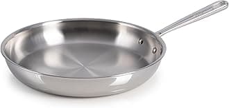 Pro Tri-Ply Stainless Steel Fry Pan 12 Inch, Induction Compatible, Oven Safe 500F, Fast & Even Heat, Professional Quality & Durability, Frying Pan, Skillet, Cookware, Dishwasher Safe, Silver