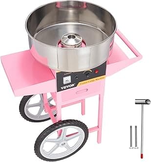 VEVOR - Cotton Electric Candy Machine Cart 1000W with Stainless Steel Bowl, Sugar Spoon and Drawer, Perfect for Home, Carnival, Children's Birthday, Family Party, Pink