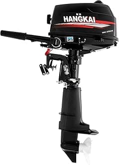 Outboard Motor 6HP 2 Stroke 4400W Water-Cooled Petrol with CDI & Short Shaft for Inflatable Boats/Fishing Vessels(45.3lbs)