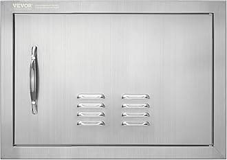 Single Outdoor BBQ Access Door - 20W x 14H Inch, Stainless Steel Flush Mount, Vertical Wall Door with Handle and Vents for Grilling Station, Outside Cabinet