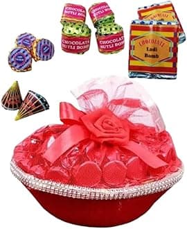 Hitvik Chocolate Gift Pack for Diwali | Assortment of Premium Chocolates | Cracker Shape Chocolates, Firki Jamin Chakkr, Sutli Bomb Fireworks (200gms)