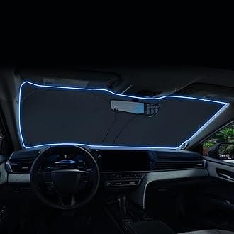 LANTUWindshield Sunshade for Chevy Equinox 2025 Accessories Foldable Sun Shield Block UV Rays with Dual-Silver Coating& Nano Ice Crystal Cooling Keeps Car Interior Cool& Protected