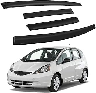 4PCS Rain Guards Window Visors Fits for 2009-2014 Honda FIT (Jazz) 4-Door, Front & Rear Wind Deflector, Outside Mount Tape-on Vent Visors Shade Shield 2009 2010 2011 2012 2013 2014