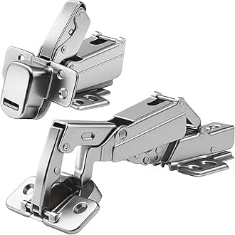 TamBee 175 Degree Hinges Frameless Cabinet Doors Hinges Concealed Hydraulic Adjustable Mounting Hinges Soft Closing Nickel-Plated Steel Buffer Dampers for Wardrobe,1 Pair (Half Overlay)