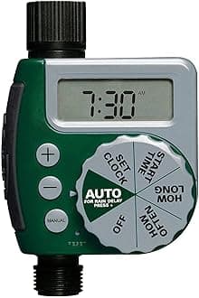 Garden Irrigation Timer, Automatic Water Saving Timer, Green Plastic 1/4" Tubing Sprayer for Garden, Greenhouse, Lawn, Patio