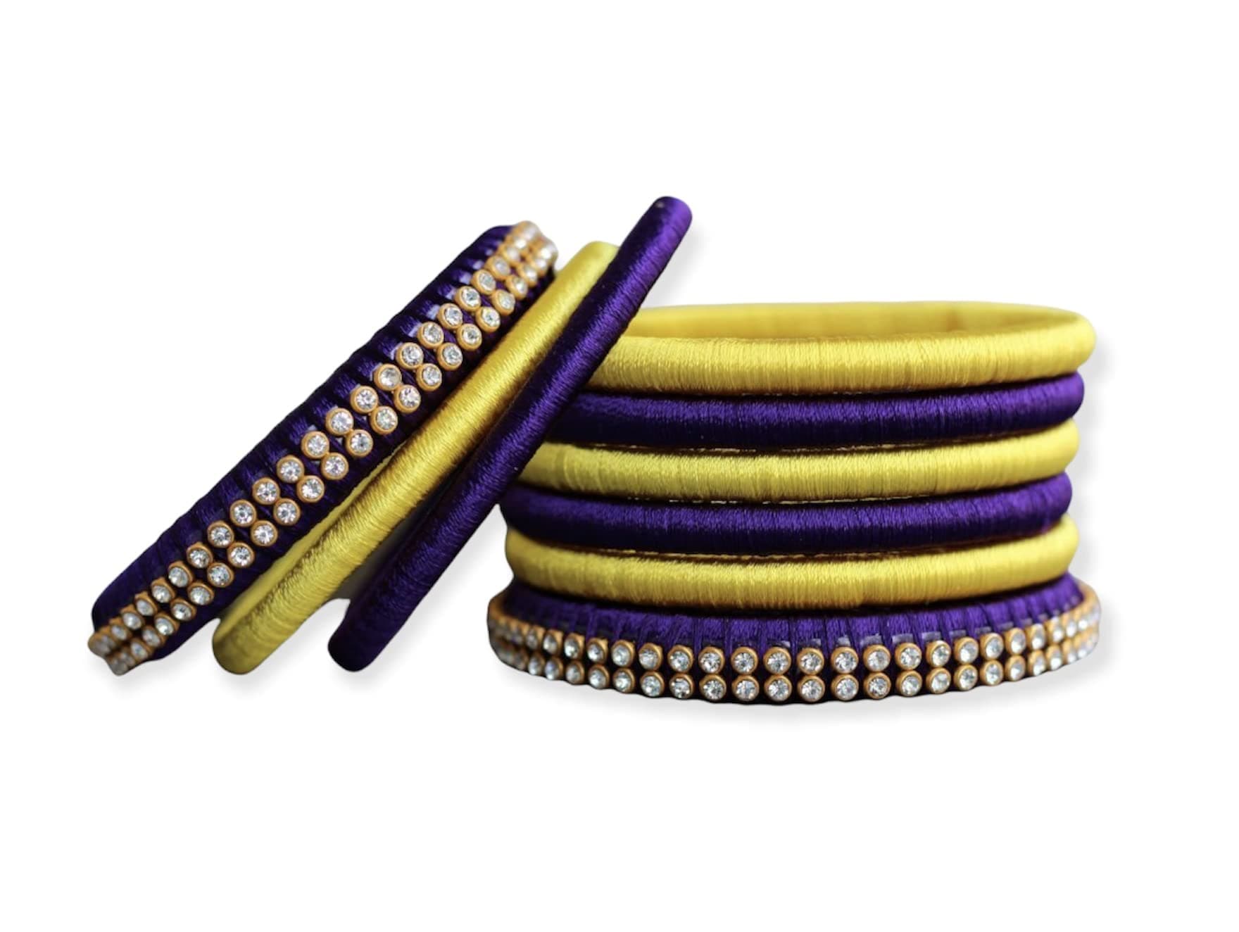 HemasaHand Made Silk Thread Bangle Set For Women