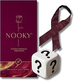 Nooky Tempting Delights for uplifing mood | Luxury Dark Chocolate Best Gift Set for Men & Women (Chocolate + Dice + Blindfold)
