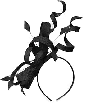 CapriliteSinamay Headband Swirl Fascinator For Women Wedding Ascot Races (Black)
