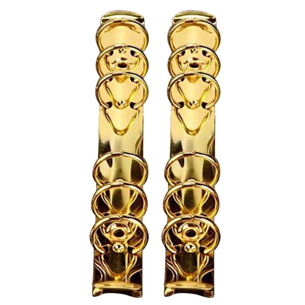 2Pcs Metal A5 Notebook 6-Ring Binder Mechanism Replacement Kit Loose Leaf Binding Spines Combs for Personal Organizers Planners (Gold)