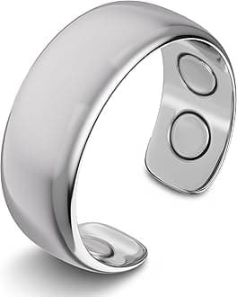 MagnetRX® Magnetic Ring - Elegant Stainless Steel Ring - Magnet Rings for Men (Polished Silver | Size: 10)