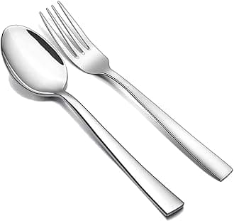 Stainless Steel Dinner Table Spoon 12pcs & Fork 12pcs Set (Medium, 24 Pieces), 16 cm