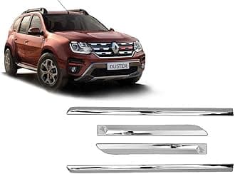 Empica Full Chrome Car Side Moulding Door Beading Protector Cladding Compatible with Renault Duster Facelift (Set of 4 Pcs, Silver)