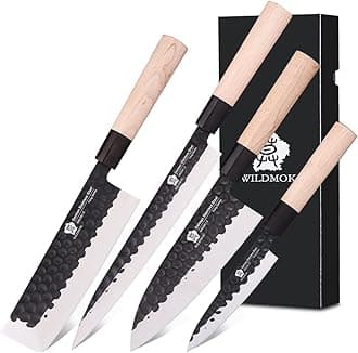 Left Handed 4pcs Knife Set GYUTO Sashimi Sushi Knife Sets for Left Handed, Fish Filleting Chef Knife for Kitchen German Steel Blade & Traditional Wooden Handle