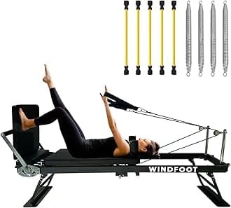 Pilates Reformer Machine Equipment with Springs & Cords for Home Workout, Foldable Pilates Equipment with Jump Board for All Level Users