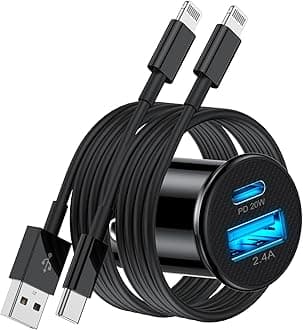 [Apple Certified] iPhone Fast Car Charger,Dual-Port USB A and USB C Charging Adapter with Two Lightning Cable, Type C Car Charging Plug for iPhone 14 Pro/13 Pro Max/12 Mini/11/XS/XR/X/8/iPad