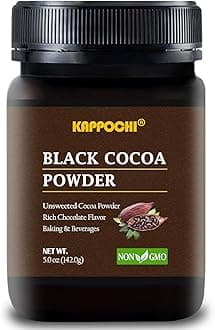 KAPPOCHI Black Cocoa Powder, Unsweetened Black Cocoa Powder for Cooking & Baking, Rich Chocolate Flavor, Non-GMO, Gluten-Free, 5.0oz(142.0g)