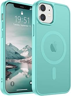 SUPFINE Magnetic for iPhone 12 Mini Case & iPhone 13 Mini Case (Compatible with MagSafe) (Military Grade Drop Protection) Slim Translucent Matte Shockproof Phone Cover,Blue Green