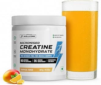 Pure Micronised Creatine Powder (83 Servings, Tropical Tango) For Enhanced Muscle Strength With Rapid Absorption | Creatine Monohydrate | Wellcore Creatine Flavoured - 307g