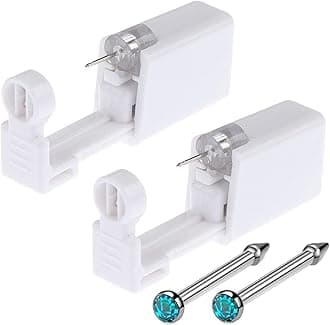 Nose Piercing Gun - 2 Pack Self Nose Piercing Kit Unit Disposable Nose Piercing Gun with Nose Stud Piercing Kit Tool for Cartilage Tragus Helix Piercing Gun Piercing Jewelry (Blue)