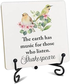 Spring Decor the Earth Has Music for Those Who Listen Birds, Rustic Spring Wood Plaque Sign With Stand, Farmhouse Spring Decoration, Home Desk Tabletop Shelf Decor, Country Home Living Room Desk Decor