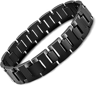 Urban Jewelry Mens Link Bracelet, Stylish Solid Tungsten Bracelet for Men (8.3 Inches, Matte Black, Shiny Black and Silver Option)