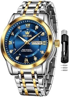 OLEVS Watch for Men Classic Business Dress Analog Quartz Stainless Steel Waterproof Luminous Date Diamond Men Silver Watch