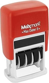 MaxMark Self-Inking Rubber Date Office Stamp with MAILED Phrase & Date - RED Ink (Max Dater II), 12-Year Band