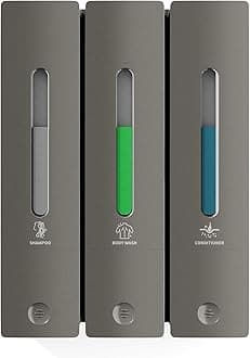 Shampoo and Conditioner Dispenser - Wall-Mounted 3-Chamber Shower Soap Dispenser, No-Drill, 1200ML Capacity, for Bathroom & Hotel