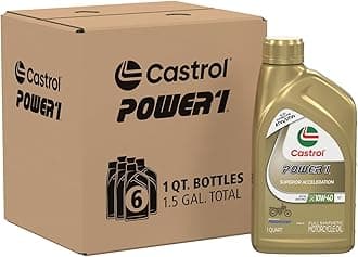 Castrol 06112 Power1 10W-40 Synthetic 4T Motorcycle Oil (1 Quart Bottle) - Pack of 6