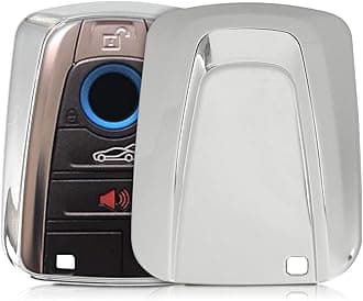 kwmobile Car Key Cover Compatible with BMW 4 Button Car Key Smart Key - Soft TPU Fob Cover for Car Keys - Silver High Gloss