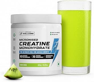 Pure Micronised Creatine Powder (83 Servings, Kiwi Kick) For Enhanced Muscle Strength With Rapid Absorption | Creatine Monohydrate | Wellcore Creatine Flavoured - 307g