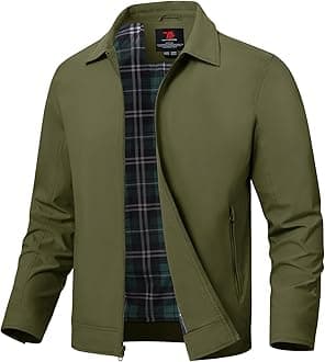 TBMPOYMen's Lightweight Jackets Casual Windbreaker Stylish Light Golf Full Zip Up Work Dress Business Varsity