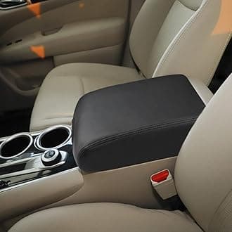 INTGET Center Console Armrest Cover for Nissan Pathfinder Accessories 2013-2020 2021 2019 2018 2017 2016 2015 2014 Leather Middle Console Lid Protector Interior Accessories for Pathfinder