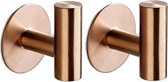 YUET 2 Pcs Bathroom Towel Hook Adhesive,Stick on Metal Coat Hooks Robe Hook SUS 304 Stainless Steel Heavy Duty Door Hanger Towel Robe Clothes Closet Sponges Holder for Bathroom Hotel (Rose Gold)